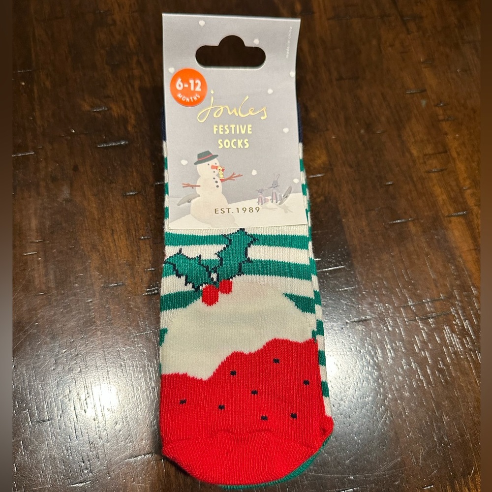 Joules kids baby girls boys christmas Festive Pudding Neat Feet Socks